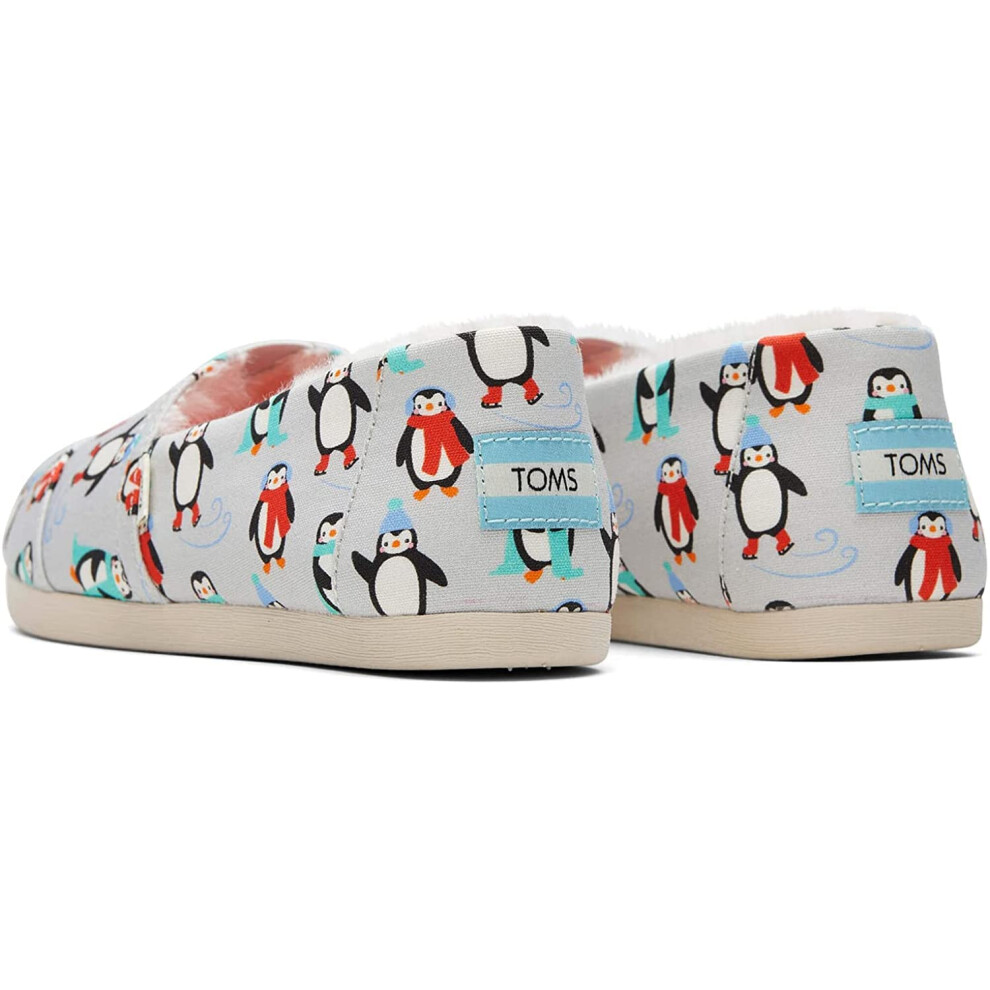 TOMS Women's Faux Fur Slip-On Shoe  Alpargata Winter Penguins Glacier