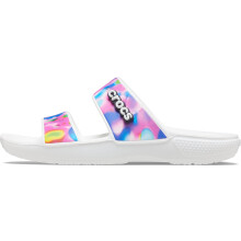 Crocs Unisex-Erwachsene Classic Tie Dye Zwei-Riemen-Sandalen, Weiß/Rosa, 13 Herren/15 Damen