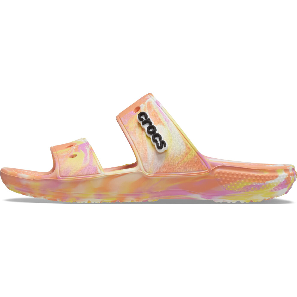 crocs Unisex-Adult classic Tie Dye Two-Strap Sandals  PapayaMulti  8 M