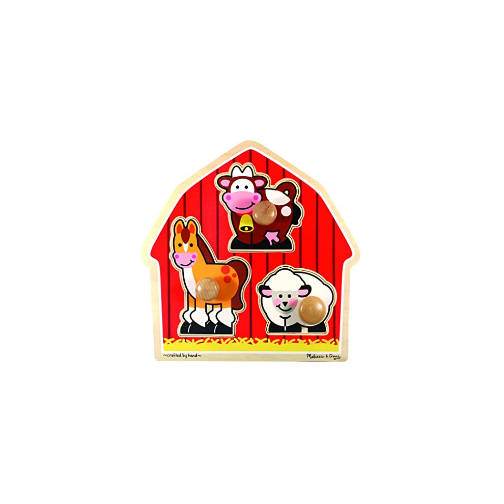 Melissa & Doug Barnyard Animals Jumbo Knob Wooden Puzzle - Horse  Cow