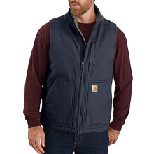 Carhartt Herren Sherpa Fleece Weste mit Stehkragen, Navy, Klein US