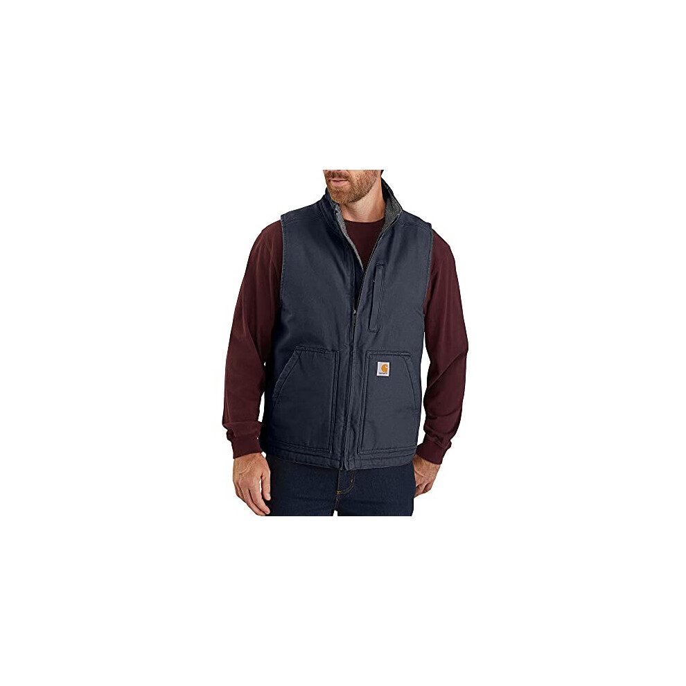 carhartt mens Sherpa Lined Mock-neck Vest Work Utility Outerwear  Navy