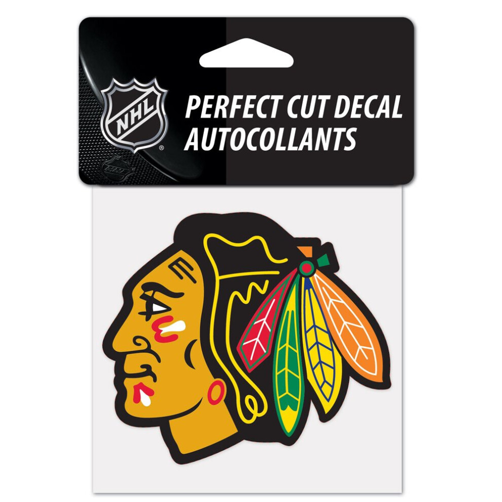 Wincraft Nhl Chicago Blackhawks 21863010 Perfect Cut Farbaufkleber, 4' X 4', Schwarz-image