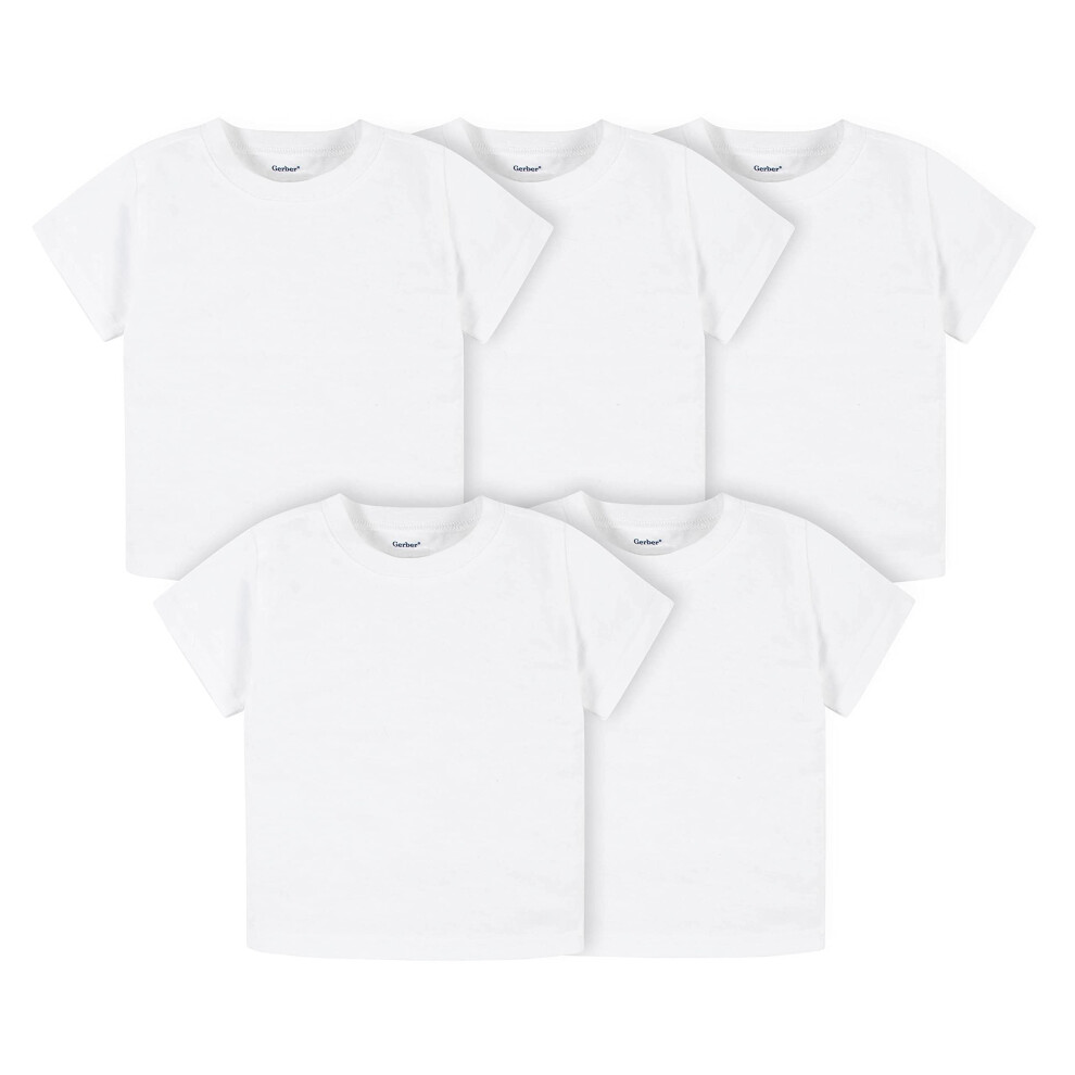 gerber Baby Toddler 5-Pack Solid Short Sleeve T-Shirts Jersey 160 gSM