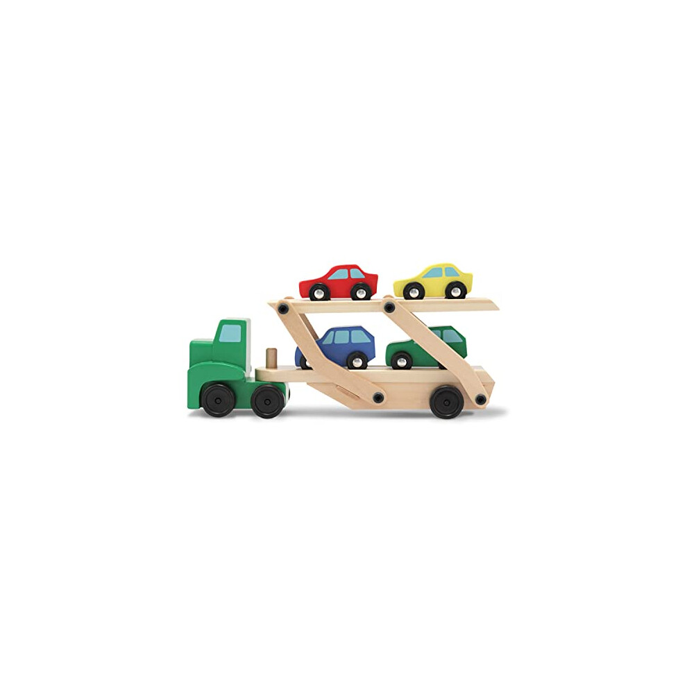 Melissa & Doug Car Carrier Truck and Cars Wooden Toy Set With 1 Truck