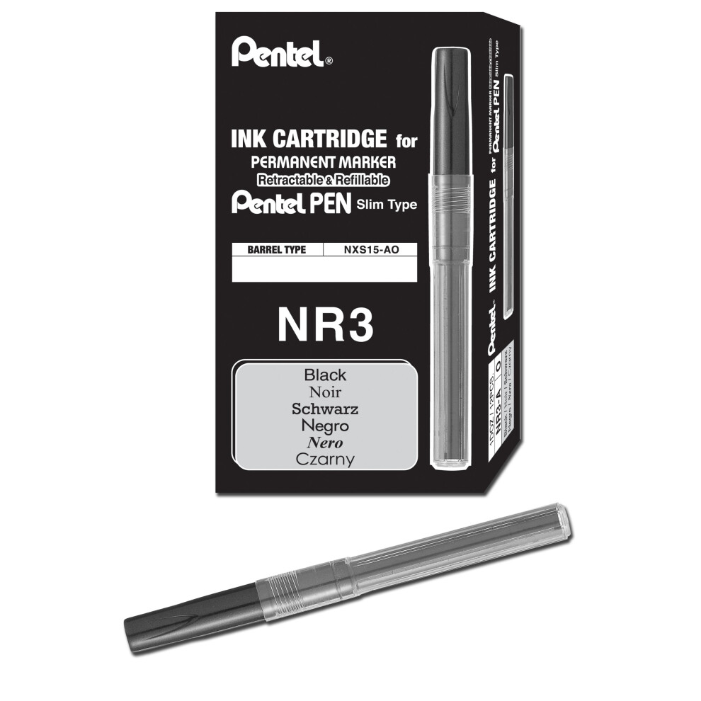 Pentel Refill Ink For Handy Lines Permanent Marker  Black Ink  Box of