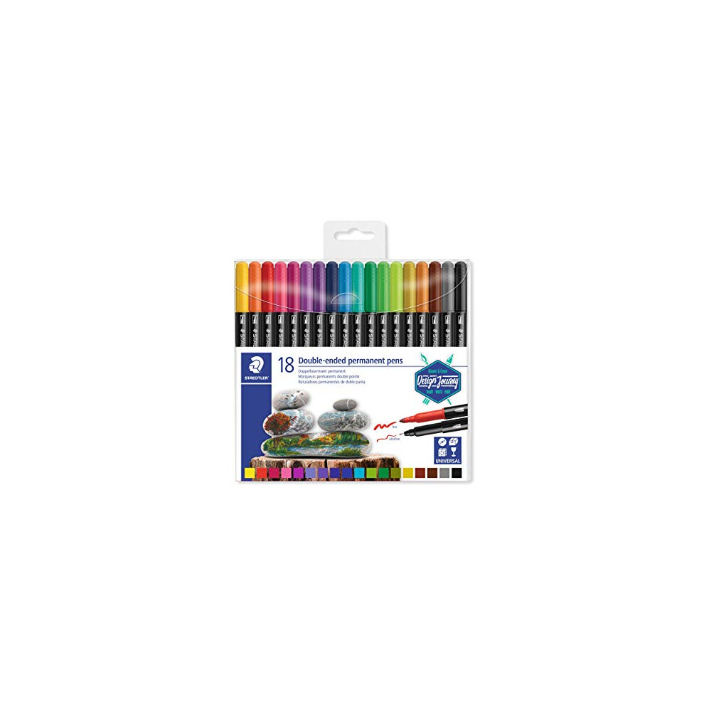 STAEDTLER Double Ended Permanent Pens  Fine and Ultra-Fine  18 Colors