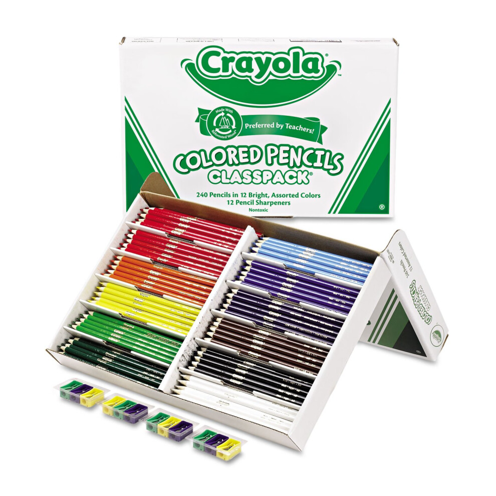 Crayola 688024 Colored Woodcase Pencil Classpack  3.3 mm  12 Assorted