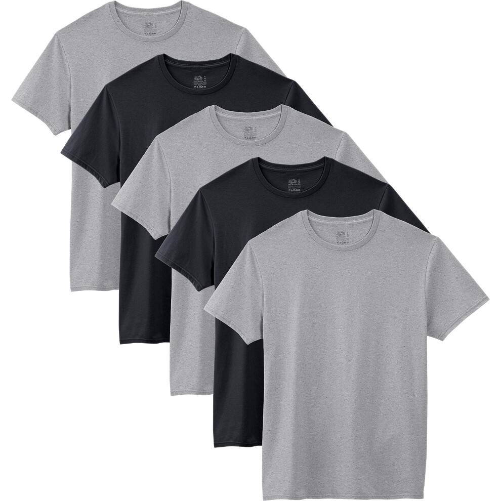 Fruit of the Loom Men's Crew Neck T-Shirt Multipack  Black/Grey (5 Pac