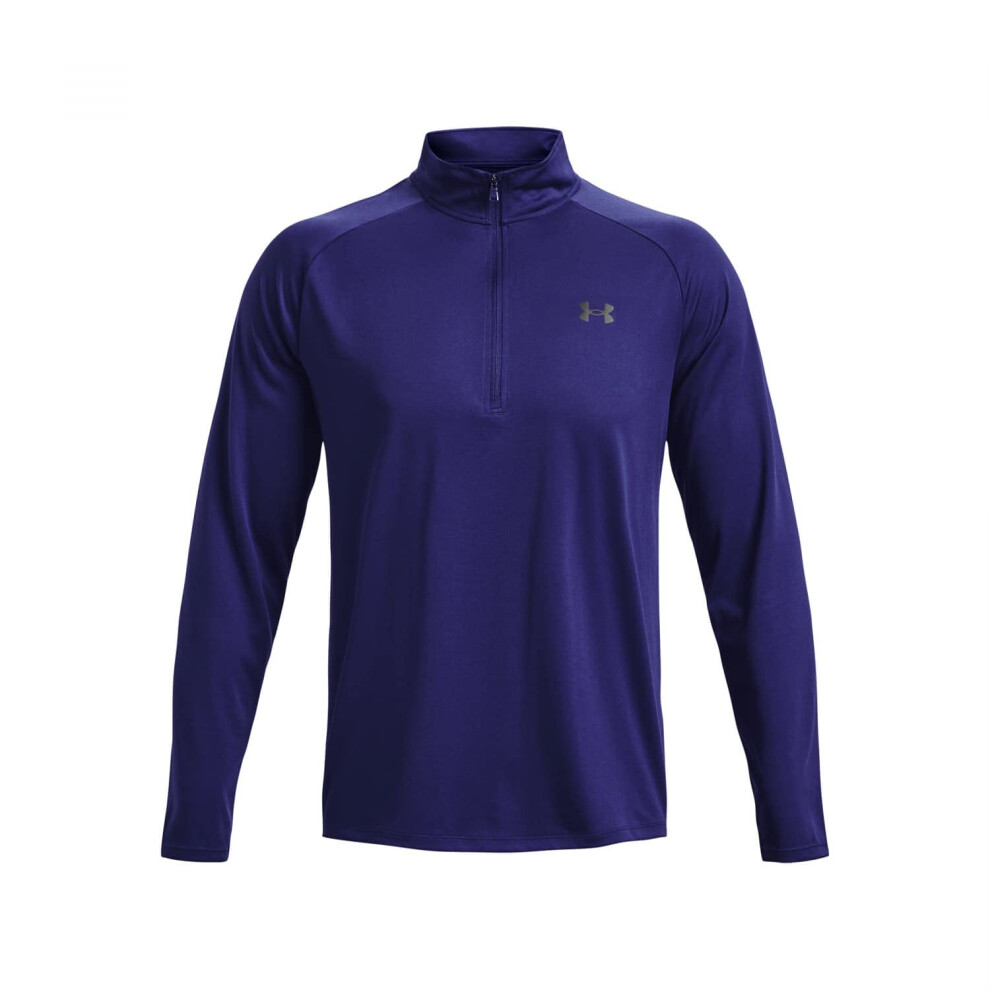 Under Armour Mens Tech 20 12 Zip-Up T-Shirt   (468) Sonar Blue   Black