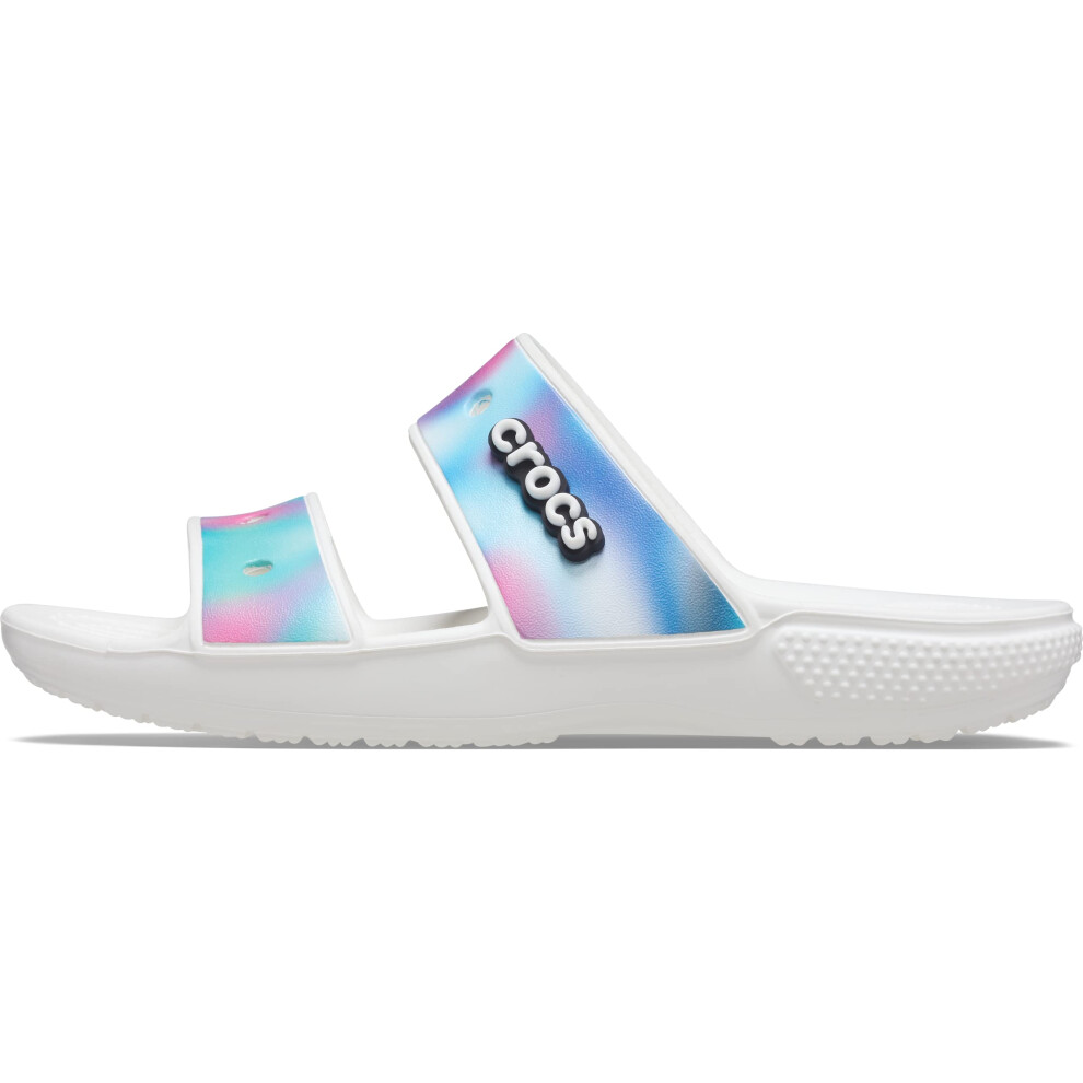 crocs Unisex-Adult classic Tie Dye Two-Strap Sandals  Solar Rainbow  7