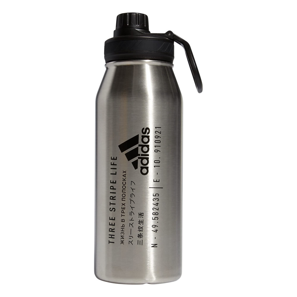 adidas Unisex 1 Liter (32 oz) Metal Water Bottle  Stainless Steel/Blac