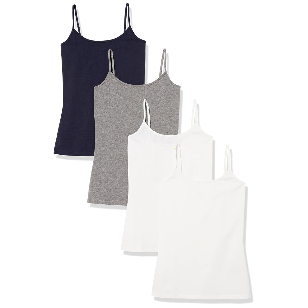 Amazon Essentials Women's Slim-Fit Camisole  Pack of 4  Navy/Grey/Whit