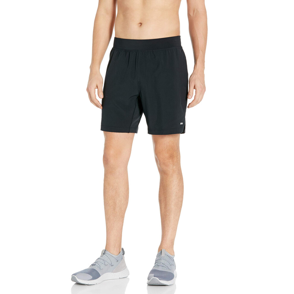 Amazon Essentials Mens Performance Stretch Woven 7 Training Short  Bla