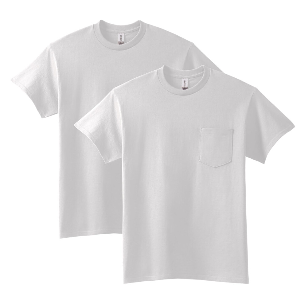 Gildan Adult Ultra Cotton T-Shirt with Pocket  Style G2300  2-Pack  Wh