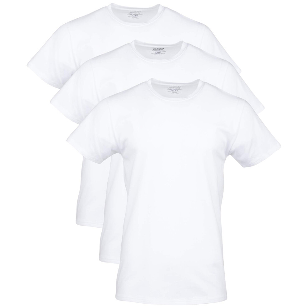 gildan Mens cotton Stretch T-Shirts  Multipack  Artic White (crew 3-Pa