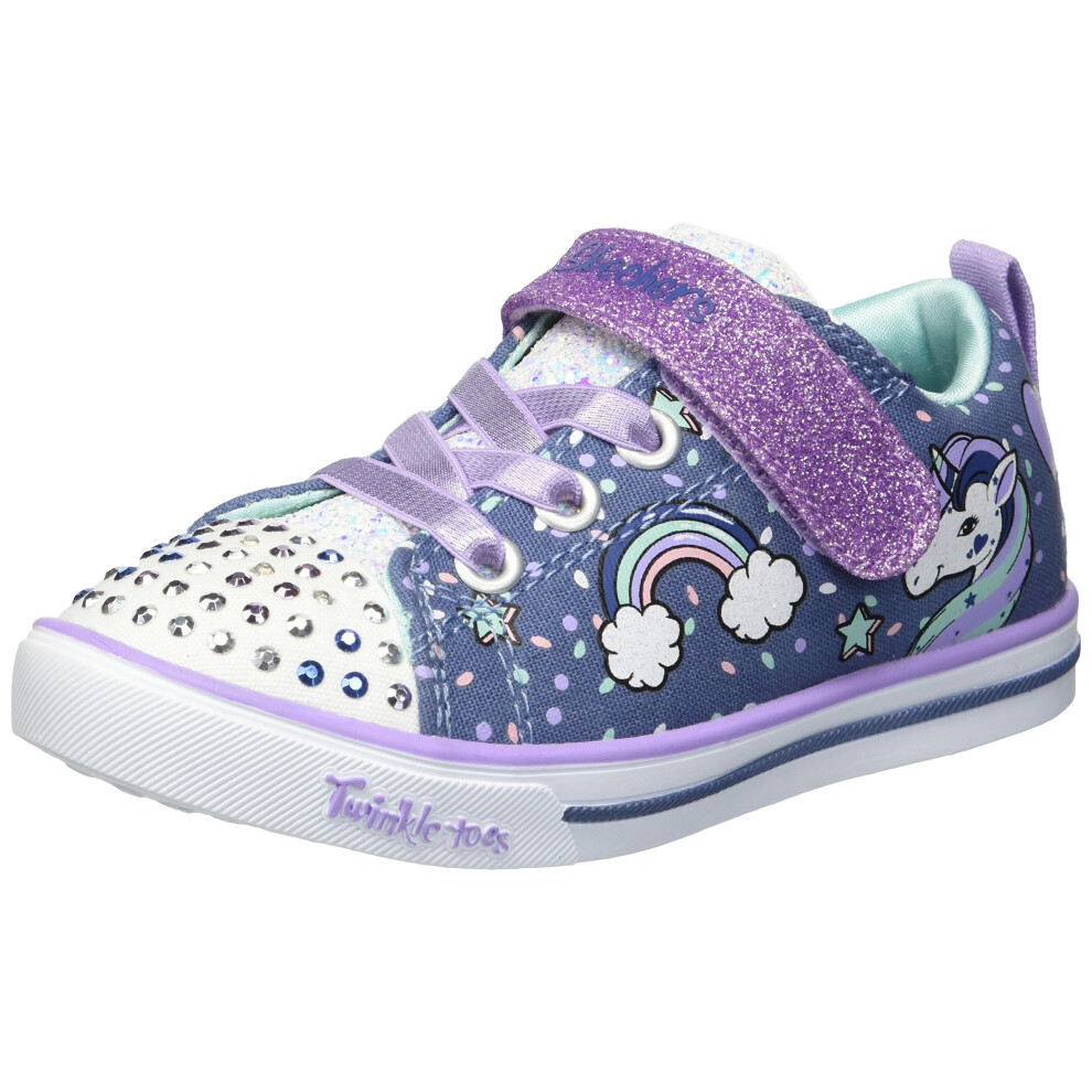 Skechers girls Sparkle Lite-unicorn Craze Sneaker  Denim/Lavender  3.5