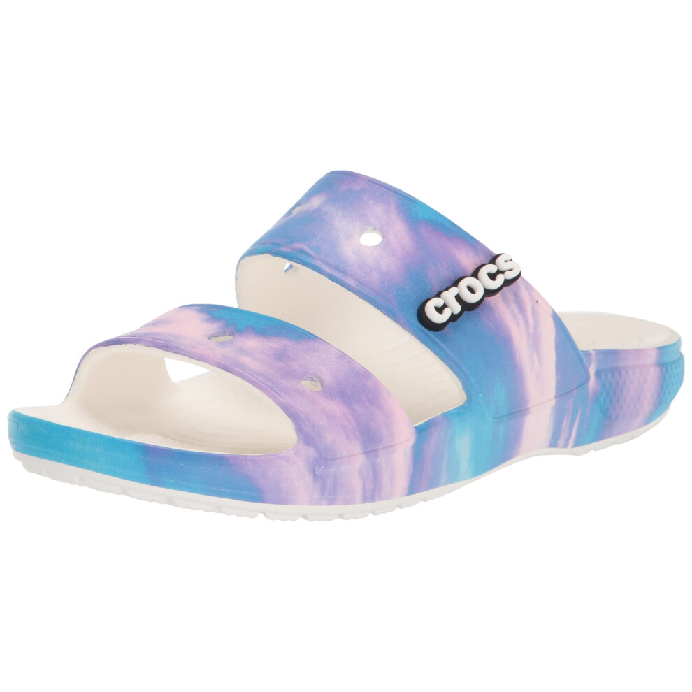 crocs Unisex-Adult classic Tie Dye Two-Strap Sandals  Rainbow galaxy