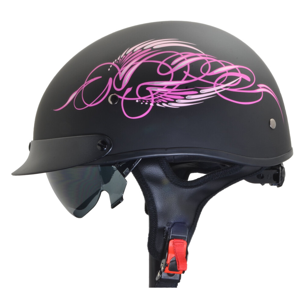 Vega Helmets 7823-052 Unisex-Adult Half Helmet (Pink Scroll on Matte B