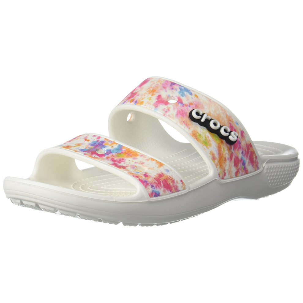 crocs Unisex-Adult classic Tie Dye Two-Strap Sandals  Rainbow Swirl  9