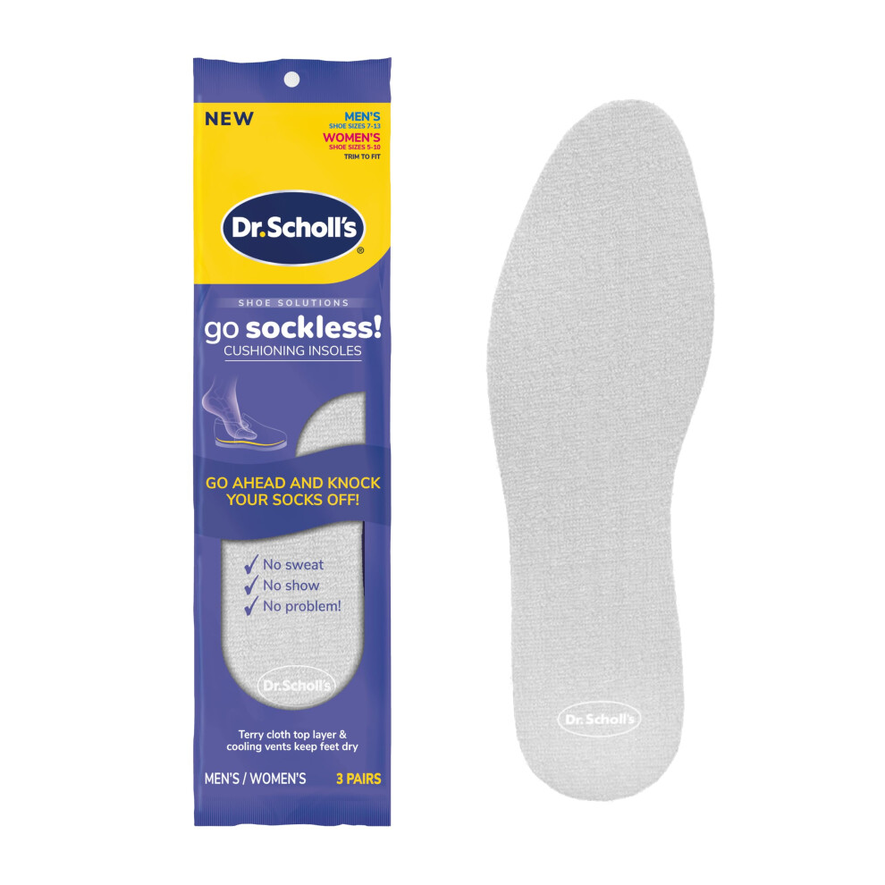 Dr. Scholl's Go Sockless! Cushioning Insoles  Unisex  3 Pairs  Trim to