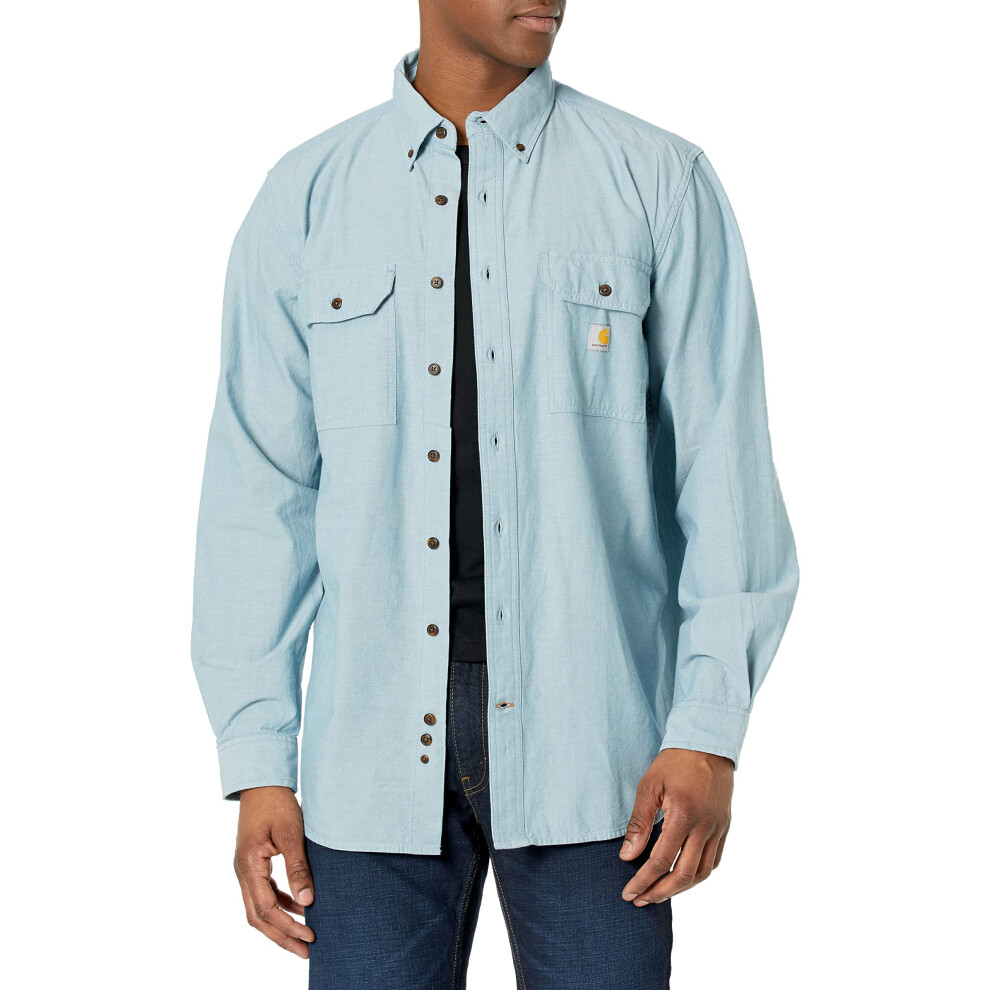 carhartt Mens Loose Fit Midweight chambray Long-Sleeve Shirt  Blue cha