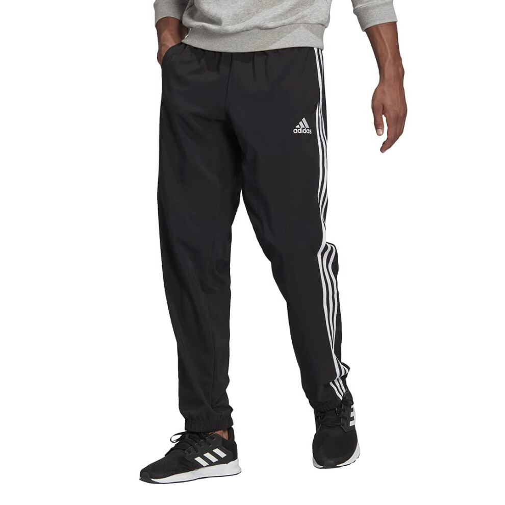 adidas Men's AEROREADY Essentials Elastic Cuff 3-Stripes Pants  Black/