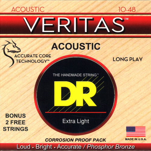 DR Strings VTA-10 Veritas Phosphor Bronze Acoustic Guitar String 10-48