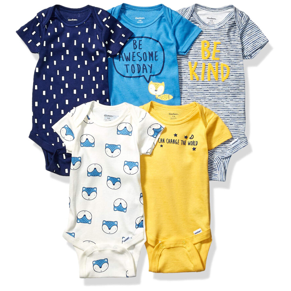 gerber Baby Boys 5-Pack Short Sleeve Variety Onesies Bodysuits Awesome