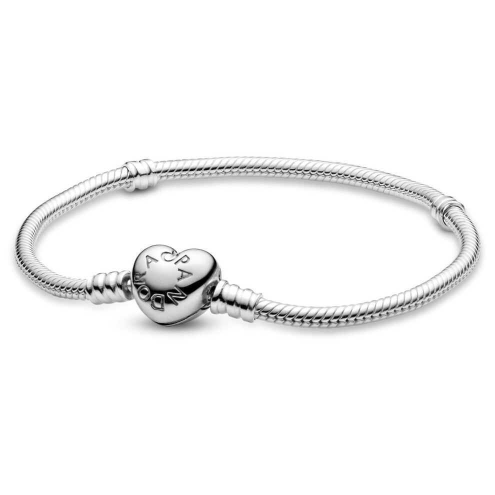 PANDORA Jewelry Moments Heart clasp Snake chain charm Sterling Silver