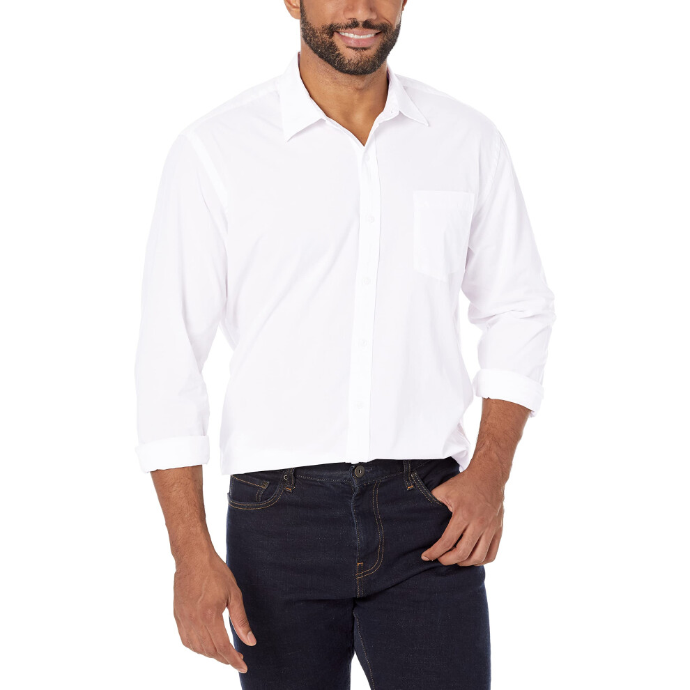 Amazon Essentials Men's Regular-Fit Long-Sleeve Casual Poplin Shirt  W