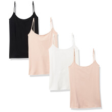 Canotta attillata da donna Amazon Essentials, confezione da 4, beige/bianco/blu