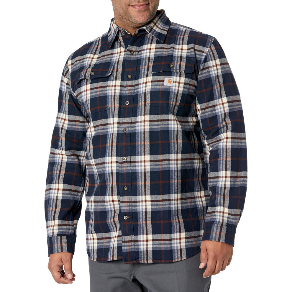 carhartt Mens Loose Fit Heavyweight Flannel Long Sleeve Plaid Shirt  N