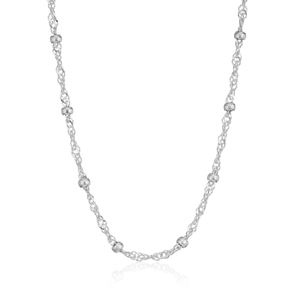 Amazon Essentials womens Sterling Silver Singapore Bead chain Station