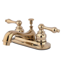 Restaura      o de Brass Kingston KB602al 4 pol. Torneira de banheiro de banheiro de centros de lat   o polido