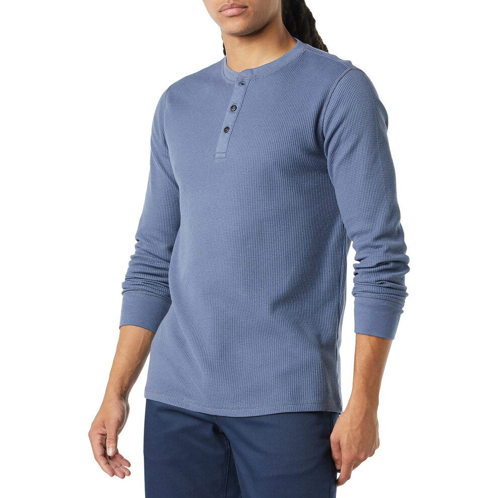 Amazon Essentials Men's Regular-Fit Long-Sleeve Waffle Henley Shirt  I