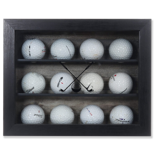Lawrence Frames 8x10 Golf Ball Shadow Box - Für 12 Golfbälle, Schwarz