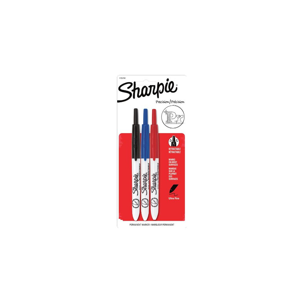 Sharpie Retractable Ultra Fine Point Permanent Markers  3 Colored Mark