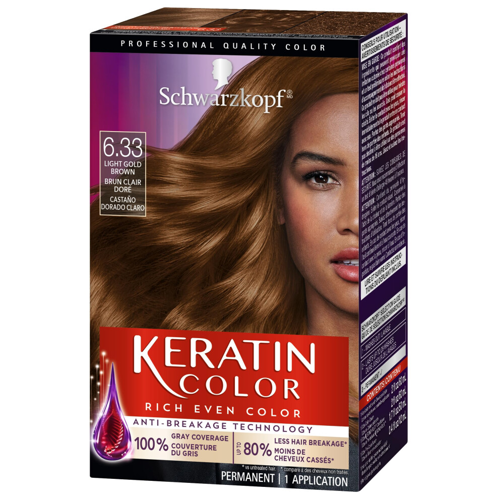 Schwarzkopf Keratin Color Permanent Hair Color Cream  6.33 Light Gold