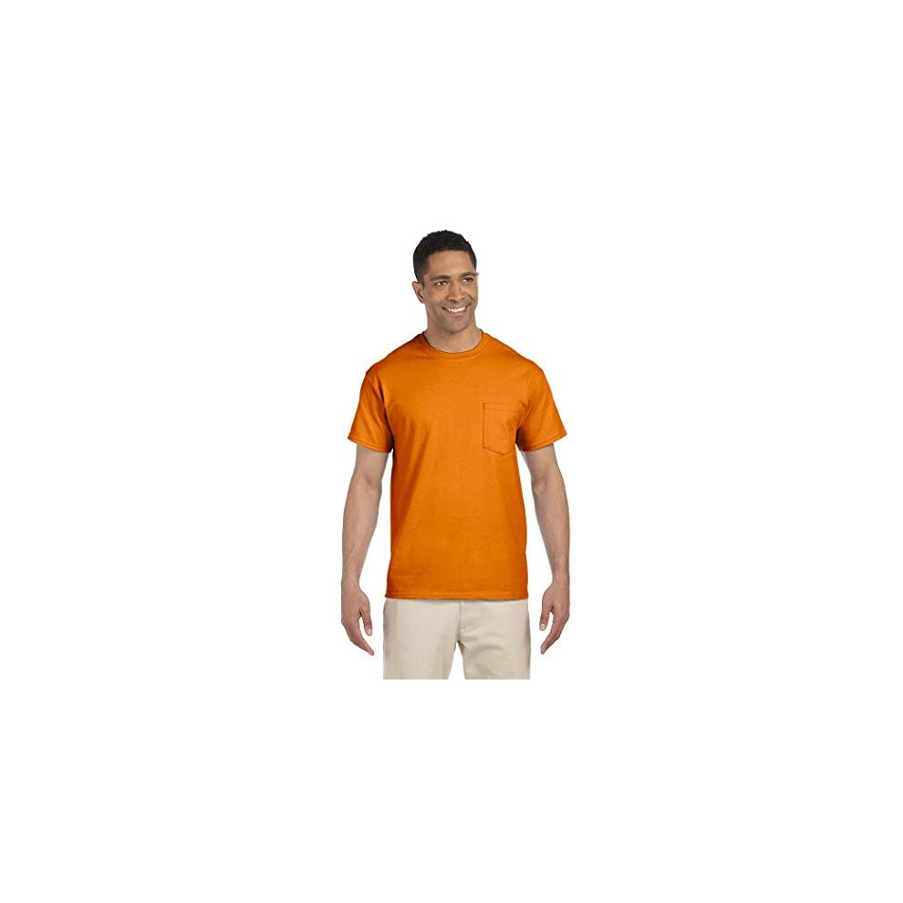 gildan Mens DryBlend Workwear T-Shirts with Pocket  2-Pack  Safety Ora