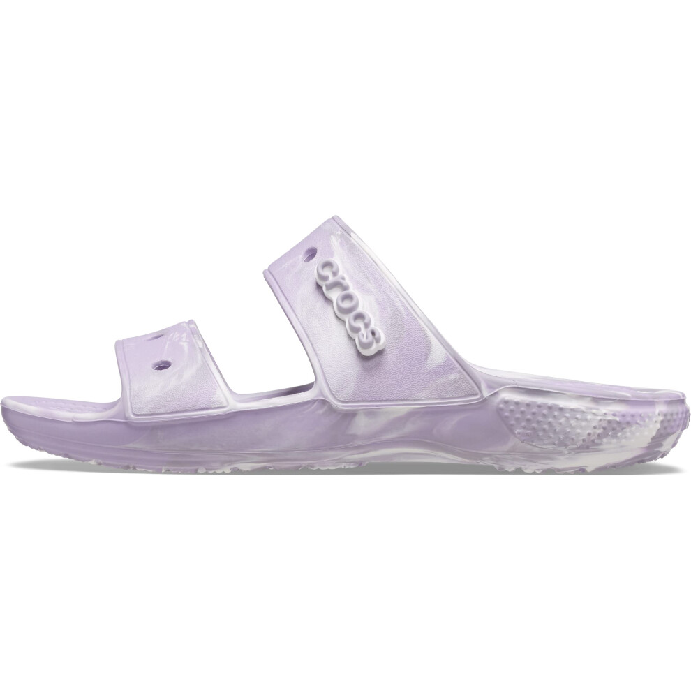 crocs Unisex-Adult classic Tie Dye Two-Strap Sandals  LavenderMulti  1