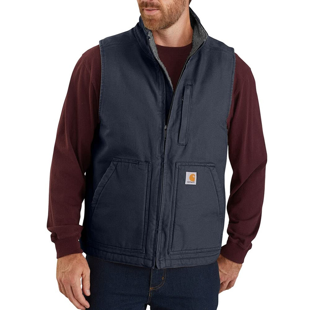 carhartt mens Sherpa Lined Mock-neck Vest Work Utility Outerwear  Navy