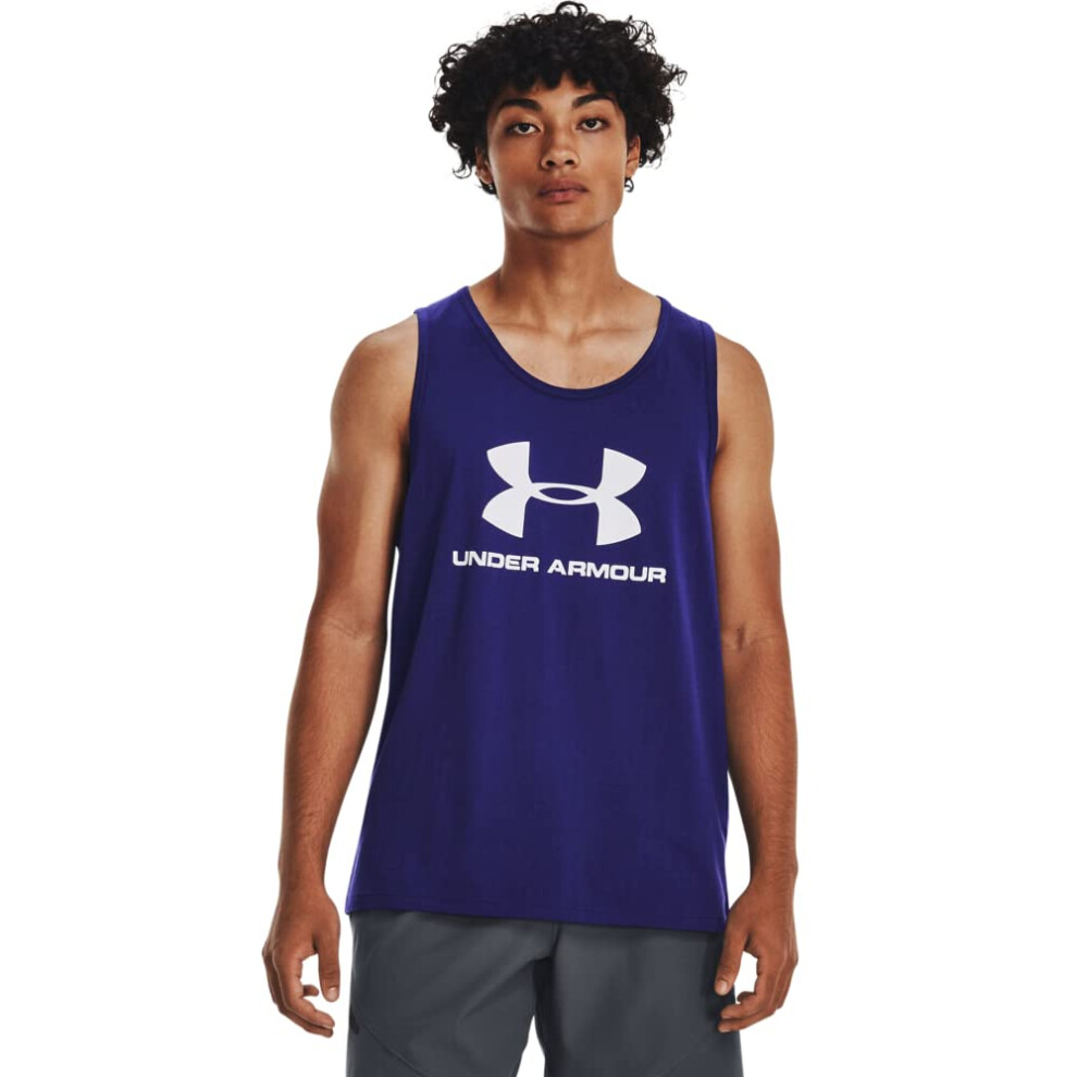 Under Armour Mens Standard Sportstyle Logo Tank  (468) Sonar BlueWhite