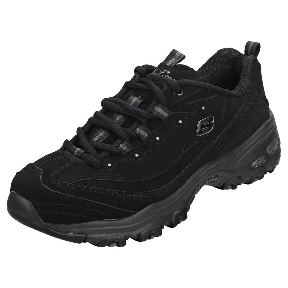 Skechers Sport Womens DLites Play on Memory Foam Lace-up Sneaker Black