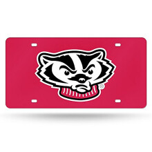 Rico Industries NCAA Wisconsin Badgers tiquette de plaque d'immatriculation en mtal incrust au laser 6 x 12"" Rouge