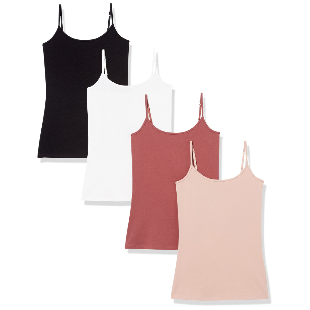 Amazon Essentials Women's Slim-Fit Camisole  Pack of 4  Taupe/Dark Ros