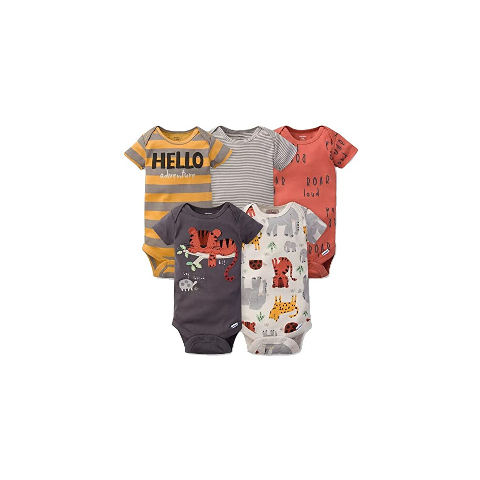 gerber Baby Boys 5-Pack Short Sleeve Variety Onesies Bodysuits Orange