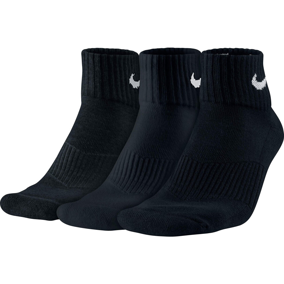 NIKE Unisex Performance Cushion Quarter Training Socks (3 Pairs)  Blac