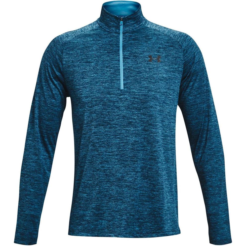 Under Armour Mens Tech 20 12 Zip-Up T-Shirt   (420) capri  Petrol Blue