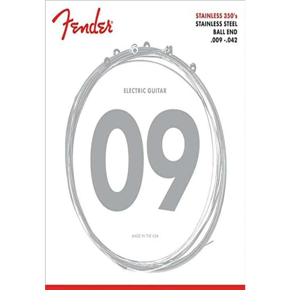 Fender Stainless 350 Electric guitar Strings  Stainless Steel  Ball En